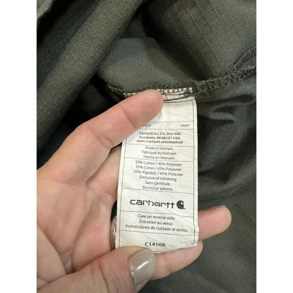 Carhartt Men's Scrub Top Color Block Olive Green/Brown,XL Ripstop fabric - Picture 4 of 6